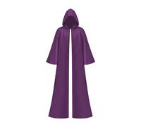 Zxpjkyu Halloween Cape Châle Médiéval Cape Longue à Capuche Costume Sorcier Déguisement Robe Sorcière Tissu Doux En Polyester pour Hommes Femmes Utilisable En, Violette XL