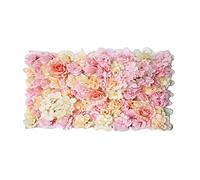 Zxpjkyu Hydrangea Panneau Mural Fleurs Artificielles Roses Silk Décoration Murale Panneau Décoratif Dense en Plastique et Soie Adapté pour Mariage Fête Événem, Champagne, 60cm x 40cm (L x L)