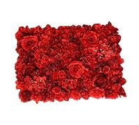 Zxpjkyu Hydrangea Panneau Mural Fleurs Artificielles Roses Silk Décoration Murale Panneau Décoratif Dense en Plastique et Soie Adapté pour Mariage Fête Événem, Rouge, 60cm x 40cm (L x L)