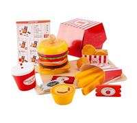 Zxpjkyu Jouet Empilable Burger en Bois Jouet d'Initiation Cuisine Simulation Alimentaire Jouet Puzzle Créatif Hamburger Fonction Réaliste Convient