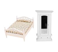 Zxpjkyu Lot de 2 Lits Miniatures pour Maison de Poupée, Meubles de Chambre En Bois, Finition Lisse, Adaptés à La Décoration Intérieure