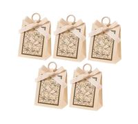 Zxpjkyu Lot de 5 Sachets à Bijoux et Bonbons, Boîtes Cadeaux Sucrées, Sachets Cadeaux de Bijoux, Boîtes à Dragées En Papier et Bois à Motif Floral pour Les Ma, Beige Champagne