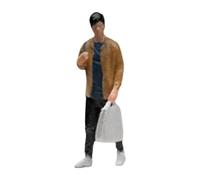 Zxpjkyu Miniature Figurine Résine Personnage Statue Simulation Ornement Décor Table Convient pour Bibliothèque Bureau Collection, Homme avec Un Sac