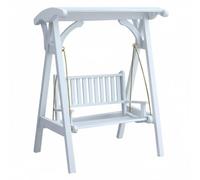Zxpjkyu Miniature Maison de Poupée Balançoire Canopée Banc Accessoire Décor Mobilier Bois Modèle Classique Fonction Réaliste Convient Collection Loisirs, Blanc