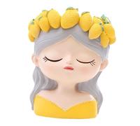 Zxpjkyu Pot de Fleurs en Forme de Tête de Fille, Jardinière et Récipient, Objet de Décoration de Table Représentant Une Jeune Fille Aux Yeux Clos, Perdue dans, Style A