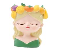 Zxpjkyu Pot de Fleurs en Forme de Tête de Fille, Jardinière et Récipient, Objet de Décoration de Table Représentant Une Jeune Fille Aux Yeux Clos, Perdue dans, Style C
