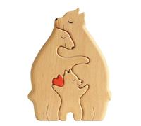 Zxpjkyu Puzzle Ours de Bois Famille Jouet Ours Sculpture Ornement Bois Créatif Facile D'Entretien Adapté à La Décoration de Maison Cadeau Commémoration, 3 ours