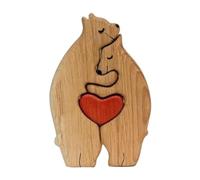 Zxpjkyu Puzzle Ours de Bois Famille Jouet Ours Sculpture Ornement Bois Créatif Facile D'Entretien Adapté à La Décoration de Maison Cadeau Commémoration, 2 ours
