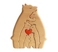 Zxpjkyu Puzzle Ours de Bois Famille Jouet Ours Sculpture Ornement Bois Créatif Facile D'Entretien Adapté à La Décoration de Maison Cadeau Commémoration, 6 ours