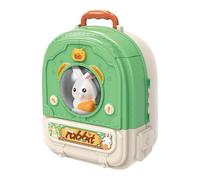 Zxpjkyu Sac à Dos Lapin Ferme Jouet Animal Jeu D'Animaux Éducatif Enfant Mallette D'Imitation Réaliste Transformable Accessoire Jeu de Rôle Adapté à La, Vert
