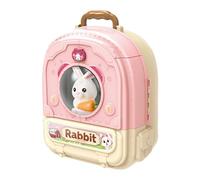 Zxpjkyu Sac à Dos Lapin Ferme Jouet Animal Jeu D'Animaux Éducatif Enfant Mallette D'Imitation Réaliste Transformable Accessoire Jeu de Rôle Adapté à La, ROSE