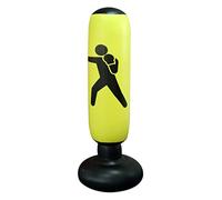 Zxpjkyu Sac de Boxe Gonflable Accessoire Entraînement Cible Debout Sandbag PVC Épais Stable Adapté Aux Enfants Adultes Cour Maison Salle de Sport, Jaune