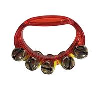 Zxpjkyu Tambourin Cloche à Main Instrument de Rythme Jouet Musique Percussion Manche Compact en PP et Métal Adapté Aux Enfants Adultes Évènements Musiques, Rouge