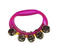Zxpjkyu Tambourin Cloche à Main Instrument de Rythme Jouet Musique Percussion Manche Compact en PP et Métal Adapté Aux Enfants Adultes Évènements Musiques, Rose