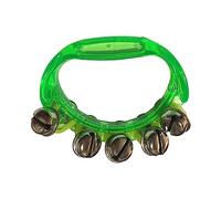 Zxpjkyu Tambourin Cloche à Main Instrument de Rythme Jouet Musique Percussion Manche Compact en PP et Métal Adapté Aux Enfants Adultes Évènements Musiques, Vert