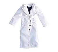 Zxpjkyu Trench-coat Miniature, Manteau à Manches Longues, Coupe-vent à Motif, Ouvert sur Le Devant et Coupe Classique pour Figurines Féminines à L'échelle, Blanc