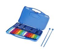 Zxpjkyu Xylophone Professionnel Glockenspiel 25 Notes Valise Percussion Métal Mallets Enfant Facile à Transporter pour Initiation Musicale Anniversaires, Bleu