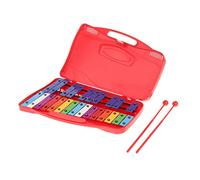 Zxpjkyu Xylophone Professionnel Glockenspiel 25 Notes Valise Percussion Métal Mallets Enfant Facile à Transporter pour Initiation Musicale Anniversaires, Rouge