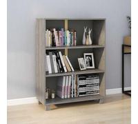 ZXQVLMRS Bibliothèque HAMAR. étagère en bois 85x35x112 cm pin gris clair | Bois massif, espace de rangement polyvalent, support mural inclus