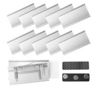 ZXShow 12 Pcs Aluminum Magnetic Name Badge Holder with Paper Slot and Pins 72 x 35 mm Magnetic Badge Holder Magnetic Badge with 3 Strong Magnets Name Badge for Clothes Conferences Offices,Silver