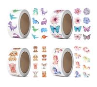 ZXShow 2000 Autocollants Récompense Stickers pour Enfant Rouleau de Gommettes Animaux Licorne Autocollant Rond AutocollantsDécoratifs Papillon, École, Cadeau, DIY