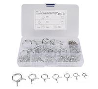ZXShow 75 Pièces Acier inoxydable Clip à Ressort 7 Taille Colliers de Serrage à Ressort Double Fil 7-22mm Tuyau Serre-joints Uyaux Colliers de Clip Réglable Double Oreille Tube Attaches Assortiment