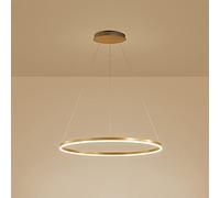 ZXSRGDHX Anneau Unique LED Suspension Nordique Moderne Cercle Lustre Réglable Lampes Suspendues pour Salon Îlot De Cuisine Table À Manger(60cm, 38W,Gold, Warm White)