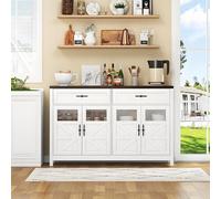 ZXSYYDS Buffet De Salle à Manger avec Rangement, Buffet De 140 Cm De Long avec 4 Portes Et 2 Grands Tiroirs, Buffet De Salle à Manger De Style Contemporain
