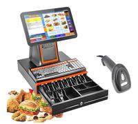 ZXSYYDS Caisse Enregistreuse Numérique à écran Tactile LCD, Caisse Enregistreuse Intelligente, avec Scanner Et Caisse Enregistreuse, pour Restaurants, Commerces De Détail,Black