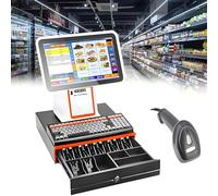 ZXSYYDS Caisse Enregistreuse Professionnelle Intelligente Tout-en-Un, Imprimante Intégrée, écran Tactile Capacitif, Angle Réglable pour Commerces De Détail, Restaurants Et Petites Entreprises,White