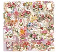 ZXTGBQ 100 PièCes Autocollant Fleurs Scrapbooking,Fournitures De Scrapbooking En Feuille D'Or Transparente, Autocollants Plantes, Autocollants DéCoratifs, Journaling Sticker Coque Telephone