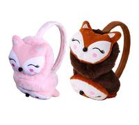 ZXTGBQ 2 Pcs Enfants Cache Oreilles, Cache-oreilles en Peluche Hiver avec bande dessinée motif renard Cache, pour Hiver Activités de Plein Air, Âgées de 4 à 10 Ans