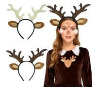 ZXTGBQ 2 PièCes Serre TêTe En Bois De Renne, Oreilles De Renne Bandeau De NoëL, Serre Tete Rennes NoëL, Costume Accessoires Cheveux Pour Adultes Enfants, Oreilles De Cerf Pour NoëLs, Carnaval