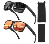 ZXTGBQ 2PCS Lunettes De Soleil PolariséEs Pour Hommes Et Femmes, Protection Uv 400 Lunettes De Soleil Tendance Homme Femme Polarisation VéLo Ski Golf PêChe Trekking, Objectifs Haute DéFinition