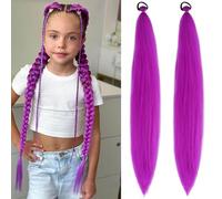 ZXTGBQ 2PCS Rajout Cheveux Tresses Violet, Purple Braiding Hair Extensions, Perruque Kpop Violette Anime, 26 pouces Extension Cheveux Violet Pour Bals Masqués, Scène, Cosplay, Halloween, Carnaval
