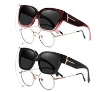 ZXTGBQ 2Pcs Surlunettes de Soleil Polarisées pour Homme et Femme, Lunette Soleil Femme, Surlunette Soleil Homme, pour Conduite, Cyclisme, Sport et Loisirs Protection UV400