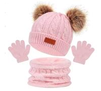 ZXTGBQ 3 en 1 Bonnet Enfant Fille, Echarpe et Gants Ensemble Bonnet, Tour De Cou Enfant, Tour de Cou Enfant avec Doublure, Bonnet Enfant, Hiver Accessoires Ensemble Set Pour Fille 2 à 6 ans