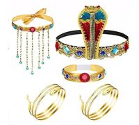ZXTGBQ 5 PièCes Accessoires De Costume éGyptien Bandeau De Cobra éGyptien, FêTe à ThèMe CléOpâTre Reine Du Nil, DéEsse Egyptienne, Couronne De Reine D'Egypte Pour La Mascarade Halloween Carnaval NoëL