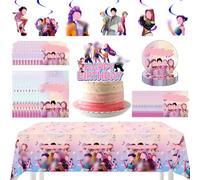 ZXTGBQ 58PCS K D Kit De DéCoration D'Anniversaire, BannièRe Joyeux Anniversaire, Grande DéCoration De GâTeau, Nappes, PréSentoirs à GâTeaux, Sacs Cadeaux,DéCoration De FêTe Cool Pour Enfants Et Fans