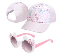 ZXTGBQ Casquette De Baseball Fille 3-8 Ans, Ensemble Casquette de Baseball et Lunettes de Soleil Protection UV, RéGlable Chapeau De Baseball Enfant Fille, Casquette Trucker Été Accessoires