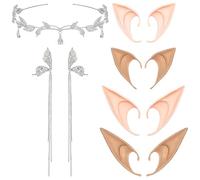 ZXTGBQ Elf Ear, Fairy Ears, Elf Ears, Oreilles Elfe, Ensemble de Coiffe Elfe avec Oreilles Pointues, 4 Paire Oreilles Elfe de Fée Accessoires Elfe, pour Halloween Soirée à Thème Mascarade Cosplay