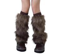 ZXTGBQ Fausse Fourrure pour Femme Couvre-Bottes, jambières en peluche, 40 cm (brun), Jambes en Fourrure d'hiver Manchettes, Couvre-jambes Doux et Sexy Pour Cosplay Halloween Carnaval