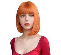 ZXTGBQ Ginger Straight Bob Wig With Bangs Perruque Longueur D'éPaule Pour Femmes, Cheveux SynthéTiques Naturels, Perruques De Cheveux SynthéTiques Cosplay Utilisation Quotidienne De La FêTe