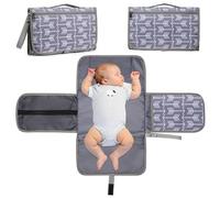 ZXTGBQ Matelas à langer portable imperméable pliable, tapis à langer nomade, tapis a langer de voyage bebe, facile à nettoyer et étanche, avec un distributeur de lingettes et un coussin confortable