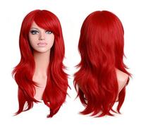 ZXTGBQ Perruque Femme Longues Ondulée, Rouge Wave Longue Perruque, 27"/70cm Longs Cheveux Synthétiques Bouclés Perruques, zPerruque Rousse Femmee, PPerruque Rouge Femmee, PPerruque Femme Rougee