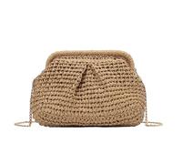 ZXTGBQ Sac à Main en Paille d'Été pour Femme, Pochette en paille, Sac Paille Femme avec Chaîne Détachable, Pochette de Plage Tressée, pour Fête Mariage Vacances Boule
