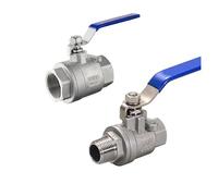 ZXTIIEUF 1 robinet à boisseau sphérique en acier inoxydable 304 en deux parties 1/4 3/8 1/2 3/4 5,1 cm BSPT filetage interne x adaptateur externe pour interrupteur à gaz et huile (femelle - femelle, 1