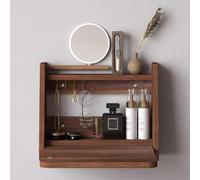 ZXTRYBHD Coiffeuse Suspendue, Petite Coiffeuse Murale avec Miroir et étagère Flottante en Bois, pour Chambre ou Salle de Bain(Brown)