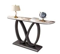 ZXTRYBHD Console Meuble - Console D'entrée avec Base Géométrique en Métal pour Le Salon, Meuble de Couloir Moderne avec Plateau en Faux Marbre (Color : Pandor Black Legs, Size : 39.3in/100cm)