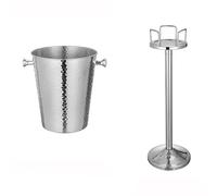 ZXTRYBHD Seau à Glace avec Support, Seau à Champagne en Acier Inoxydable Doré, Seau INOX pour Fête, Bière, Fête, Bar, Barbecue, Mariage, Club, Karaoké(Silver)
